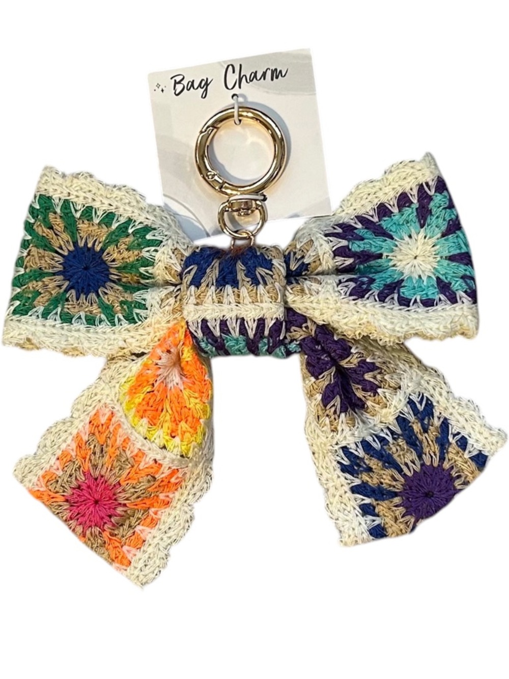 New Multicolor Crochet Bow Bag Charm